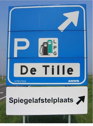 Met dit bord wordt een afstelplaats aangegeven