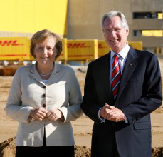 Angela Merkel en Klaus Zumwinkel (DHL)