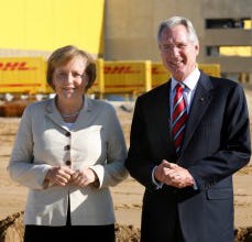 Angela Merkel en Klaus Zumwinkel (DHL)