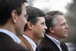 Jan Peter Balkenende (CDA), Wouter Bos (PvdA) en André Rouvoet (ChristenUnie)