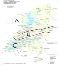 Kaart van Nederland met tijdzones