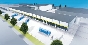 Artist impression van het nieuwe pand van De Klok Logistics in Nijmegen