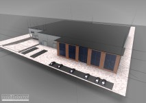 Artist impression van de nieuwbouw bij logistiek dienstverlener Odin.