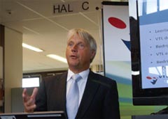 VTL directeur Jeroen Meulendijks tijdens de oproep om meer leerwerkplekken in de transportsector