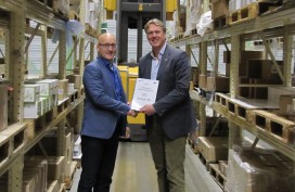 Ruben Bringsken (links), directeur van Bio+ Trading Company en Steven van Wijk. directeur van Natudis.