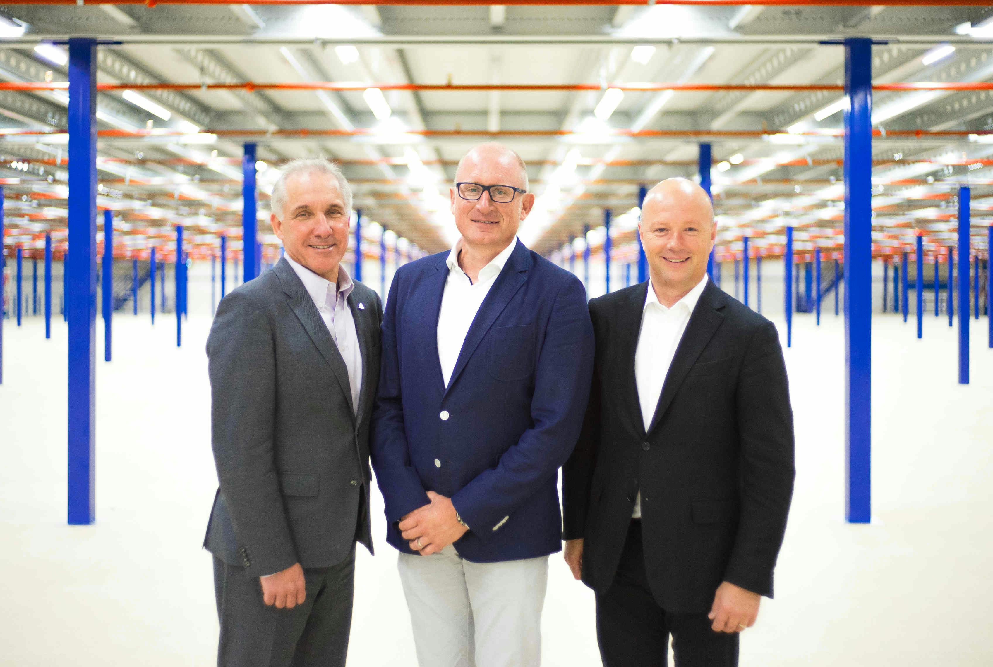 Vlnr: Norman Jaskolka, vice-president ALDO Group, Johan Milliau, eigenaar Bleckmann en Patrik Frisk, eigenaar ALDO Group.