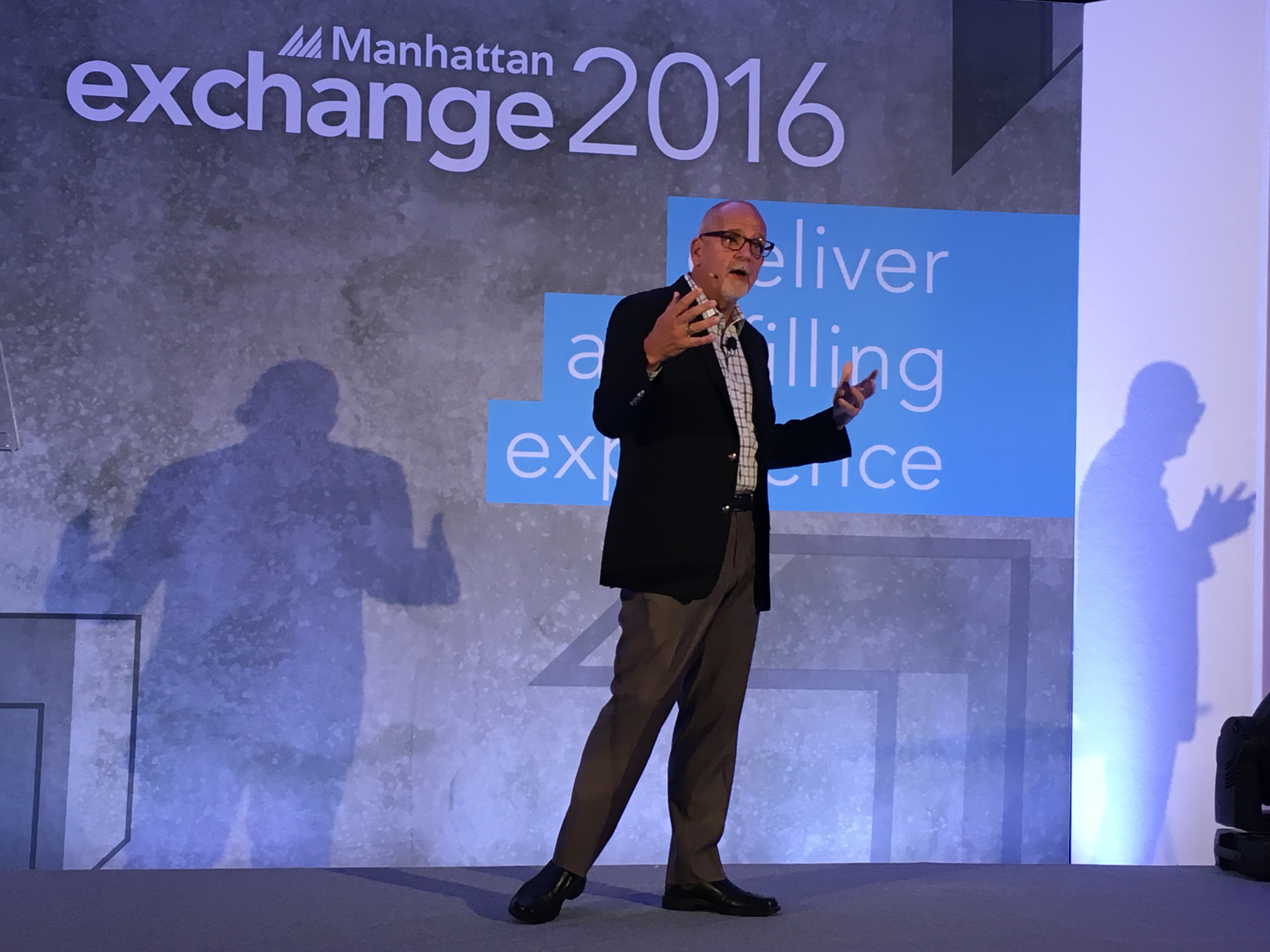 Eddie Chapel, ceo Manhattan Associates geeft een key note speech tijdens Manhattan Exchange 2016
