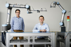 Mark Menting (links) en Heico Sandee vormen samen de directie van Smart Robotics. Vanderlande heeft een minderheidsbelang genomen in deze startup, een uitzendbureau voor magazijnrobots.