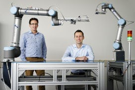Mark Menting (links) en Heico Sandee vormen samen de directie van Smart Robotics. Vanderlande heeft een minderheidsbelang genomen in deze startup, een uitzendbureau voor magazijnrobots.