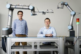 Mark Menting (links) en Heico Sandee vormen samen de directie van Smart Robotics. Vanderlande heeft een minderheidsbelang genomen in deze startup, een uitzendbureau voor magazijnrobots.