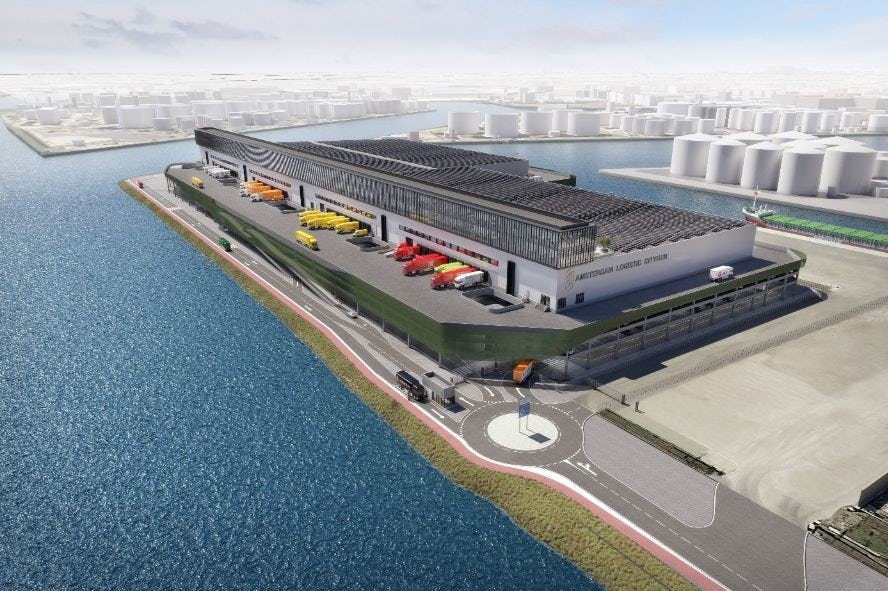 De stadsdistributiehub in de Amsterdamse haven wordt medio 2021 geopend.