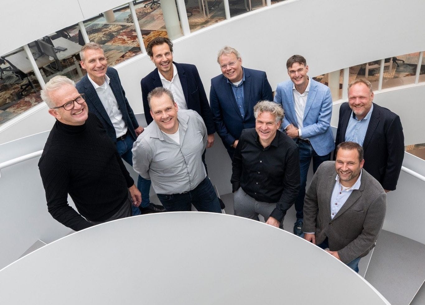 Het management van Floriway met v.l.n.r.: Ab van Marrewijk, Jan Weert Lont, Merijn van Zaal, Eric de Winter, Ton de Winter, Erik Lamers, Toon Vos, Gerbert de Vries, Arnoud de Vries.