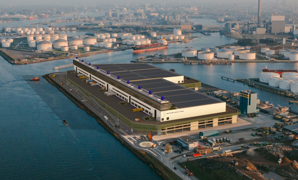 Amsterdam Logistic Cityhub (ALC) dat gebouwd wordt in het Amsterdamse havengebied is een goed voorbeeld van een gestapeld distributiecentrum. 