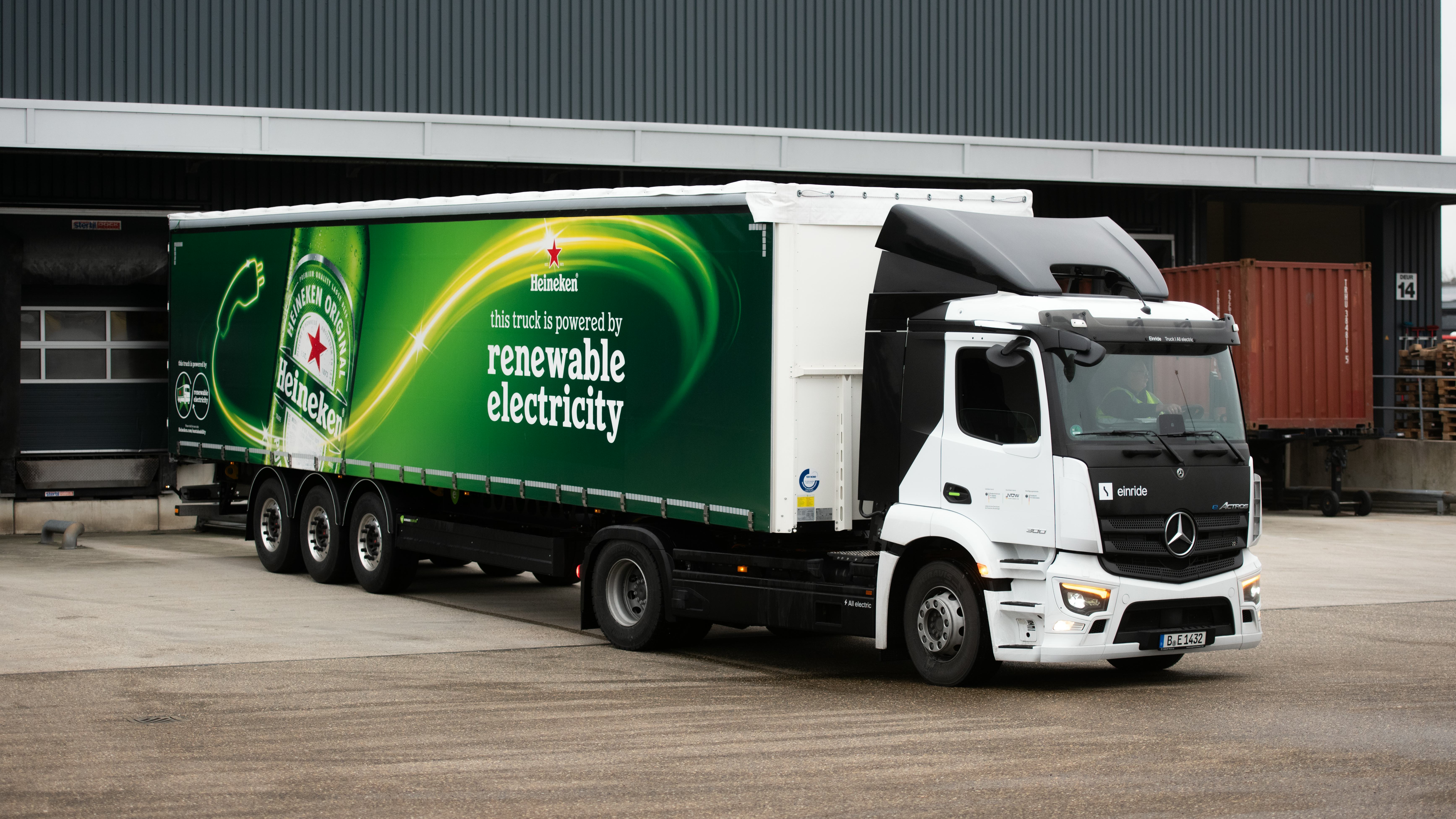 Heineken gaat e-trucks inzetten voor ritten naar Duisburg