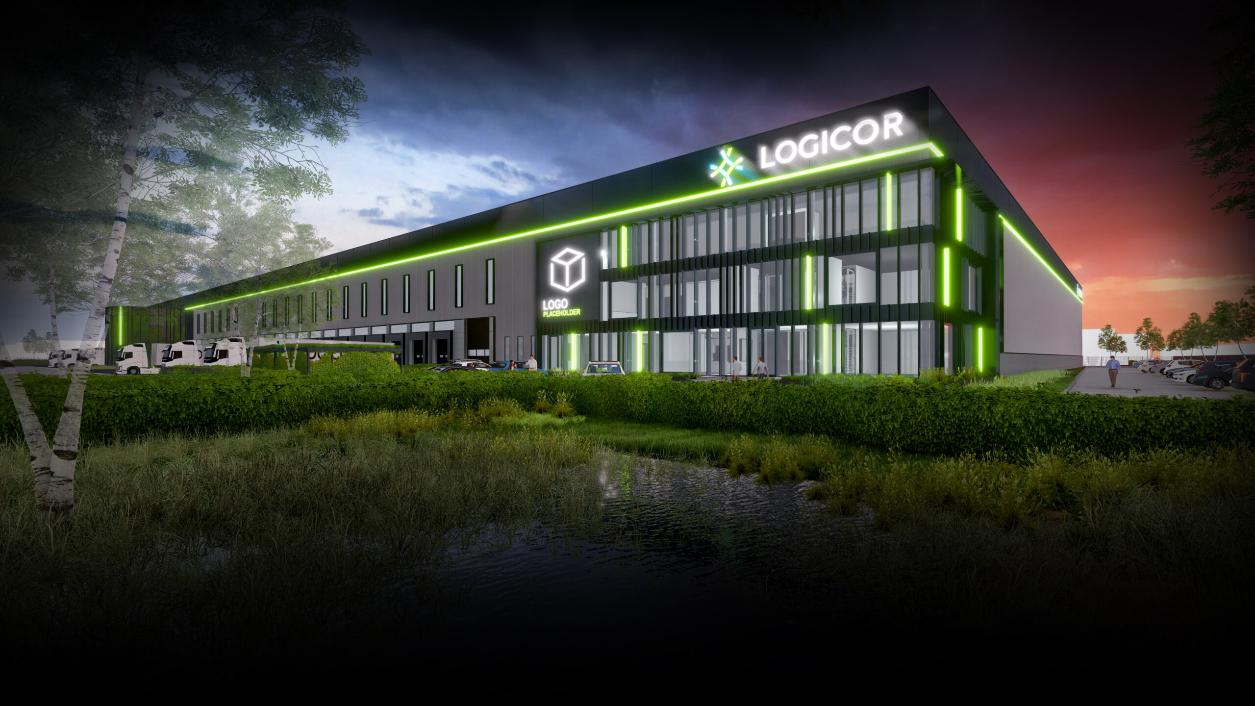 Een artist impression van het nieuwe project van Logicor in Roosendaal. 