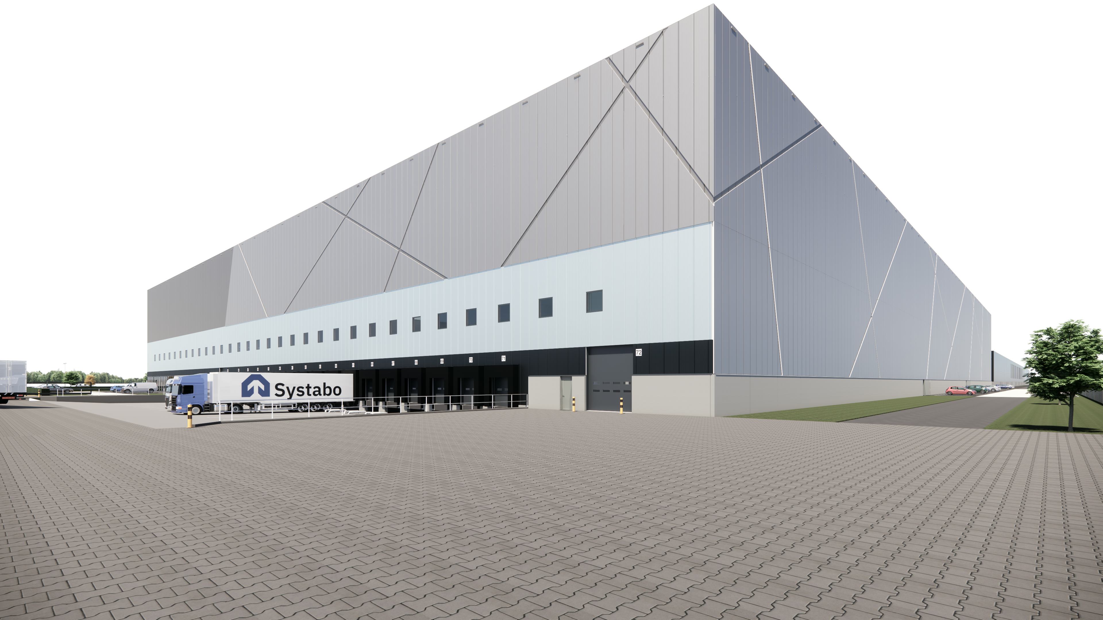 Een visualisatie van het nieuwe pand van Garbe Industrial Real Estate voor VF Corporation op XL Business Park Almelo