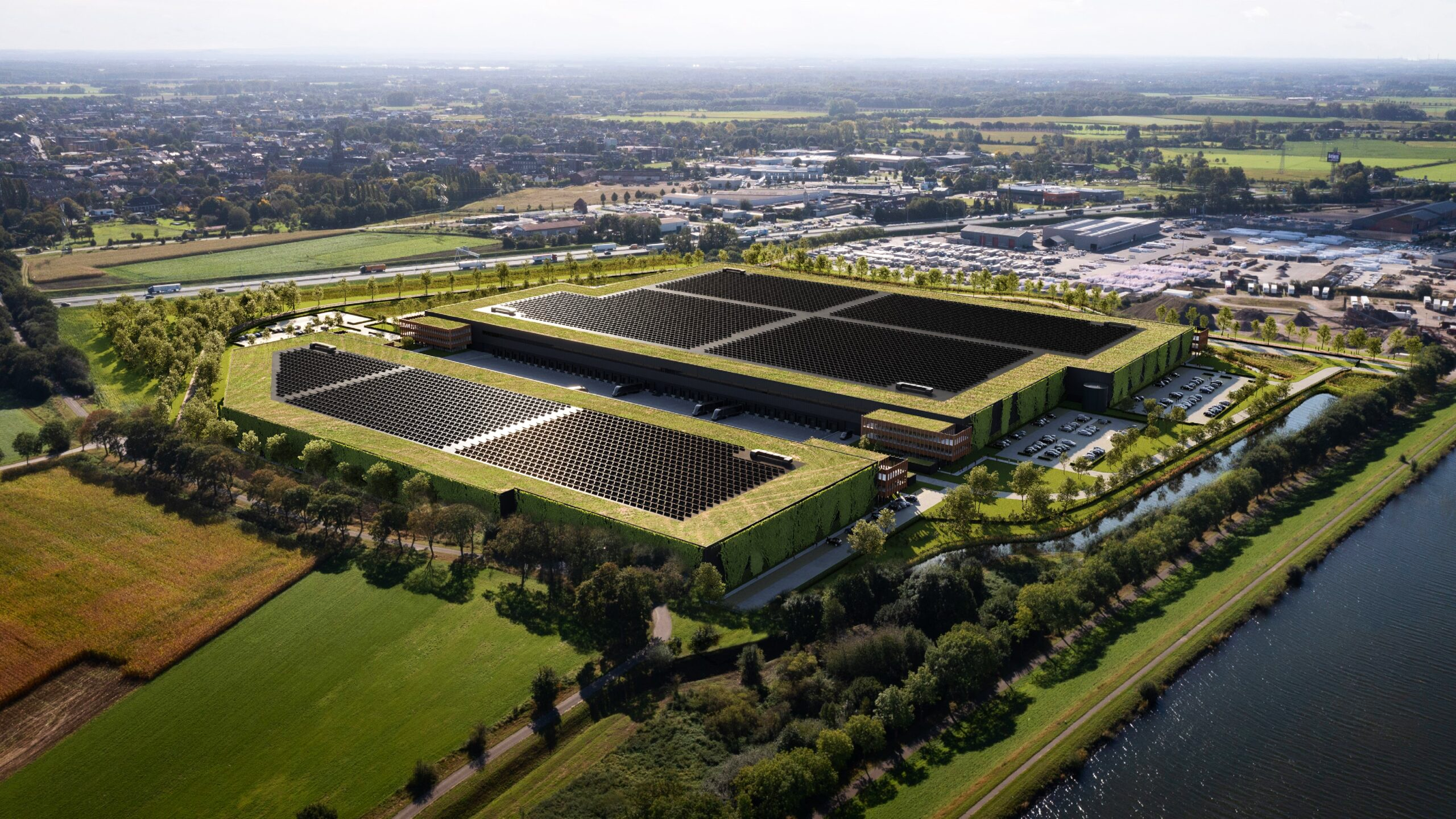 Duurzaam warehousen in Echt (dc Arvato en Intospace).