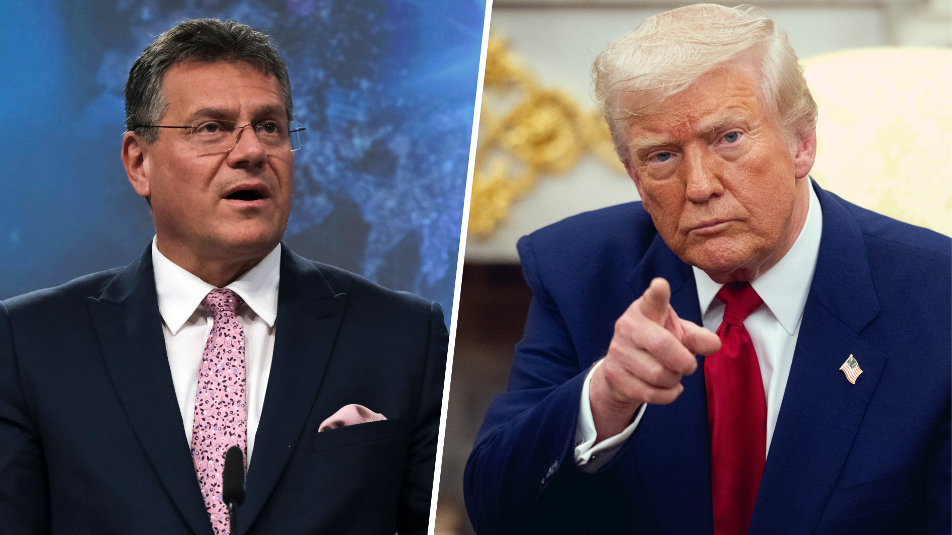 Maroš Šefčovič (EU) en Amerikaanse President Trump