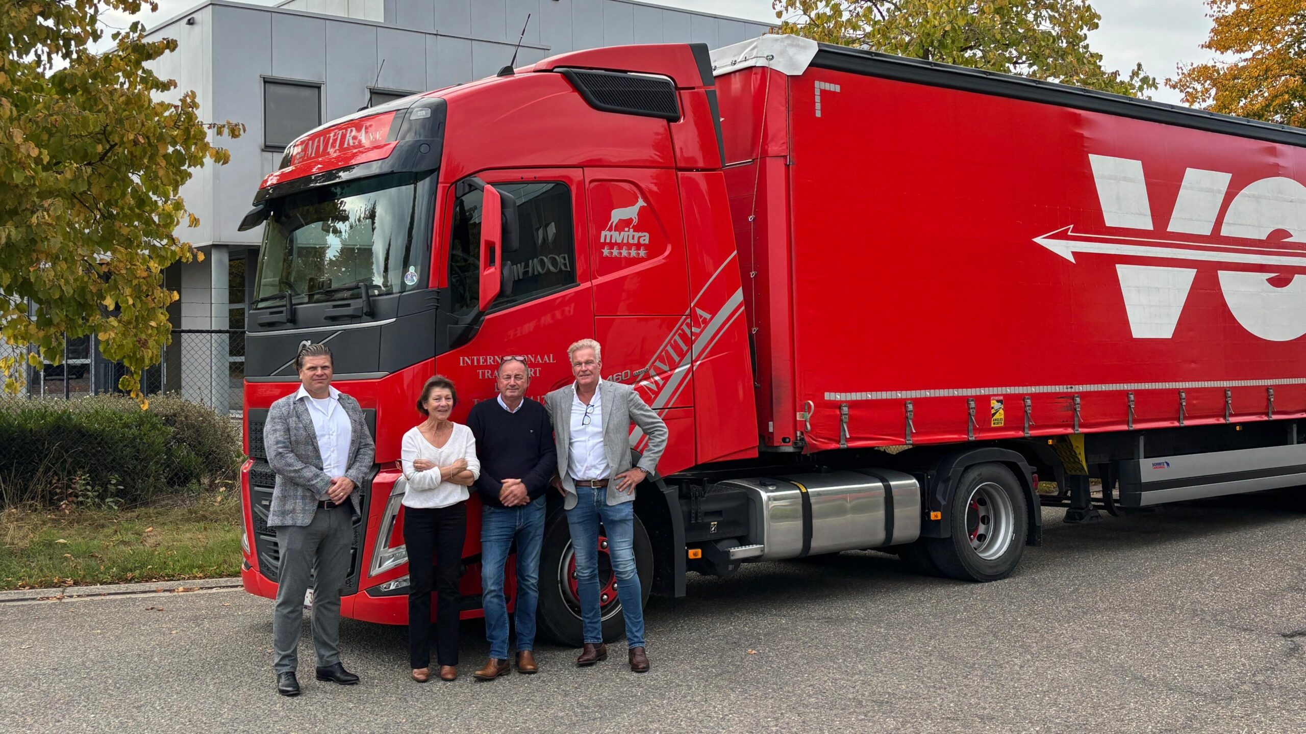 V.l.n.r. Jerome Vos (directie Vos), Danielle Van Gelder, Maurice Vanhaere (Mvitra) en Jules Menheere (directie Vos).