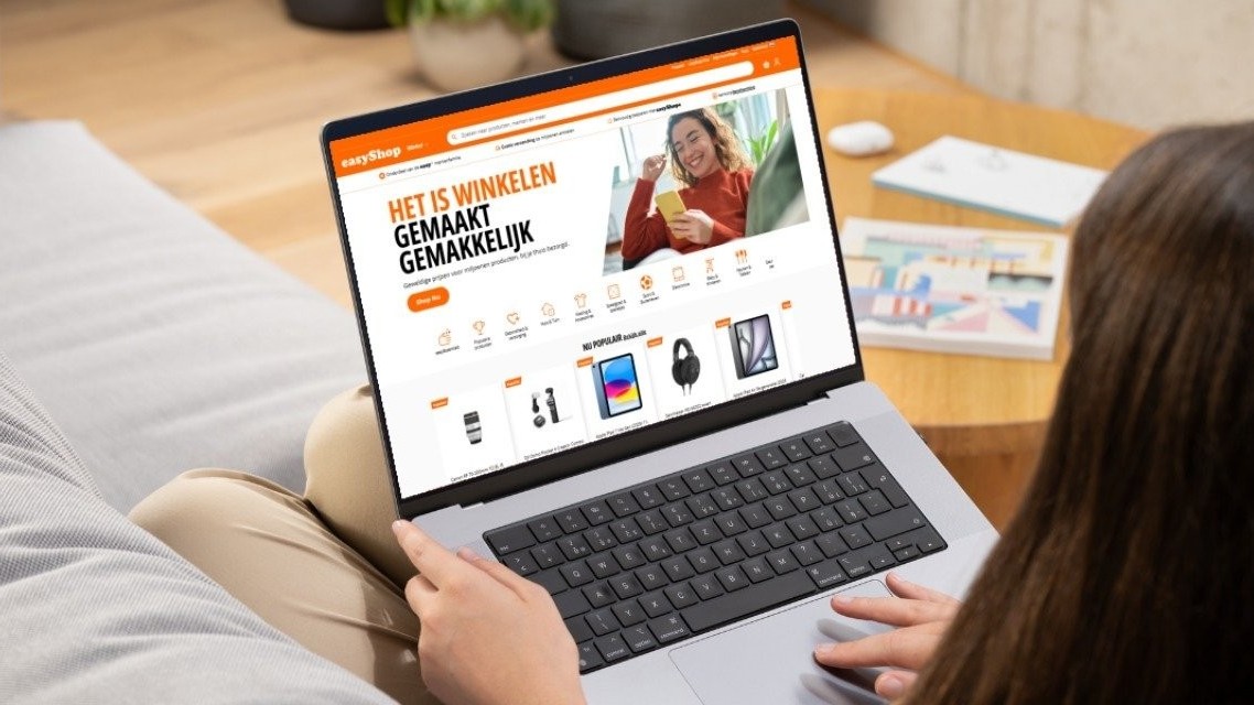Homepage van Easyshop.com met onlogische tekst. Foto: Easyshop